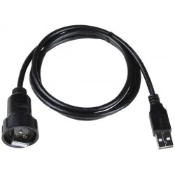 Waterproof USB 2.0 Cable, IP67 Type A Male to Standard Type A Male Connectors, Quick Release Mating Style