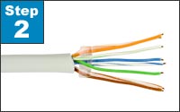 Untwise the wires and arrange according to TIA/EIA 568A or 569B standards.