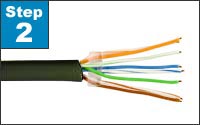 Untwist the wires and arrange according to TIA/EIA 568A or 569B standards.