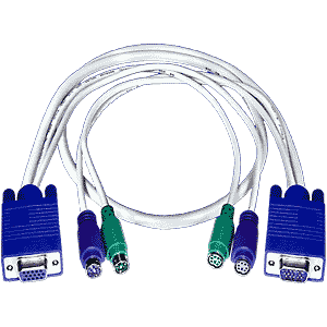 KABLENATION 6ft / 10ft KVM Cable - VGA HD-15 + PS/2 Mouse & Keyboard (Male/Male)